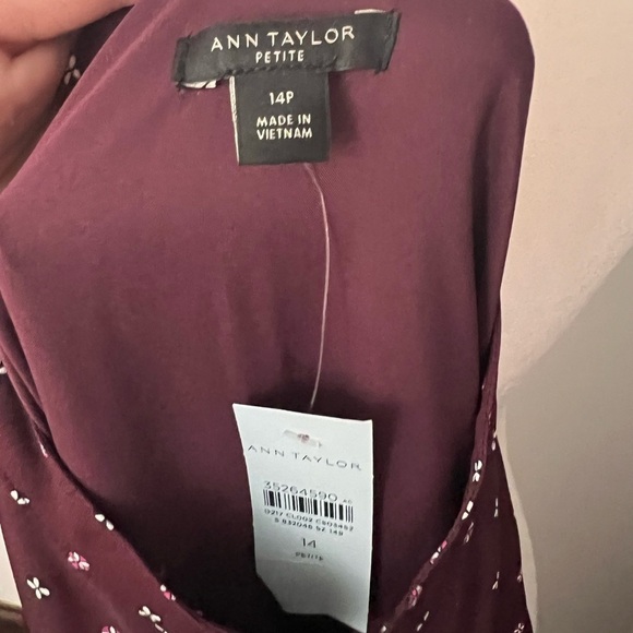 Ann Taylor NWT 14P Petite Geo Pleated Long Sleeve Flare Dress Fall 2023 - Picture 8 of 10